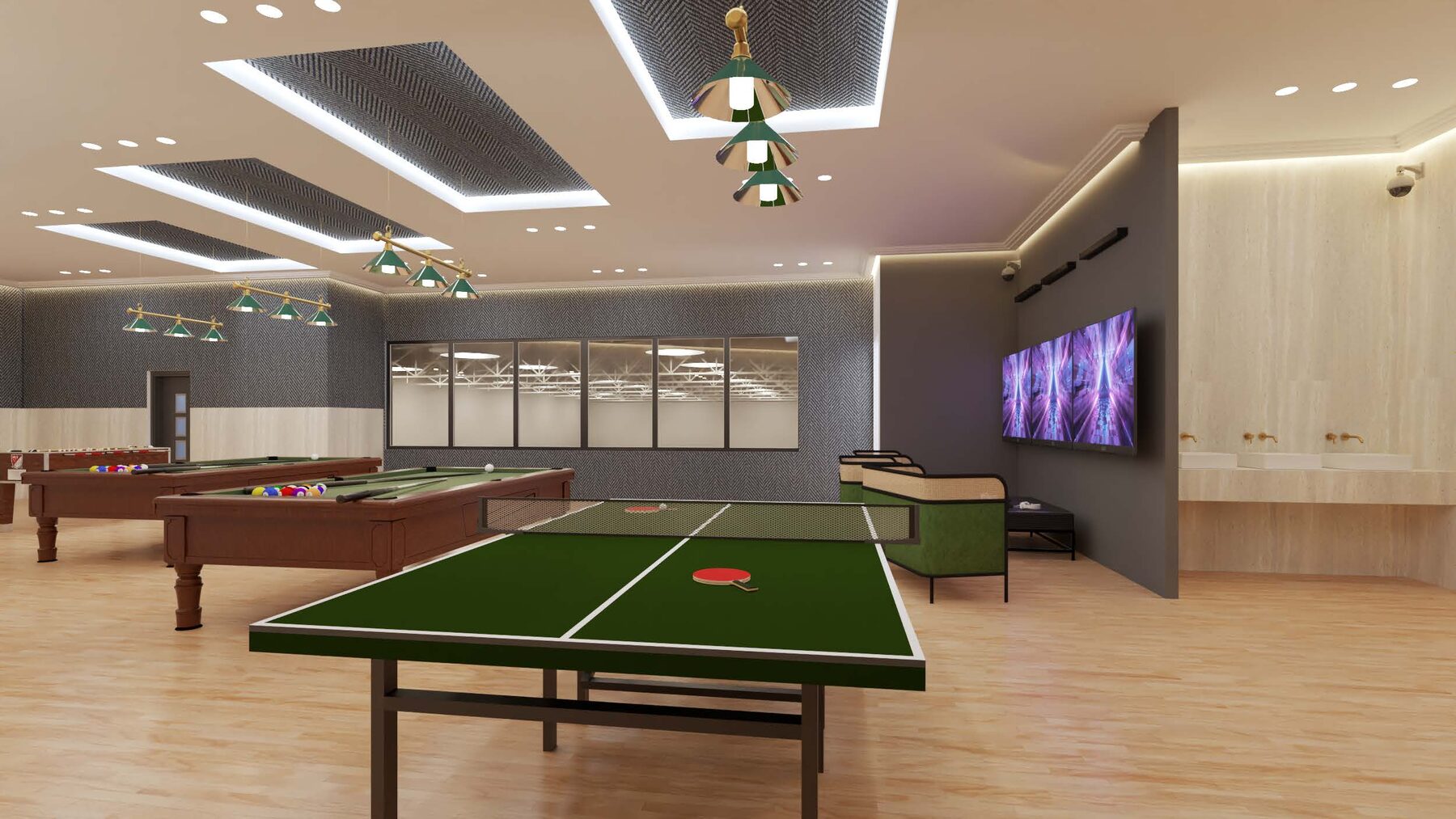Game room with ping pong and pool