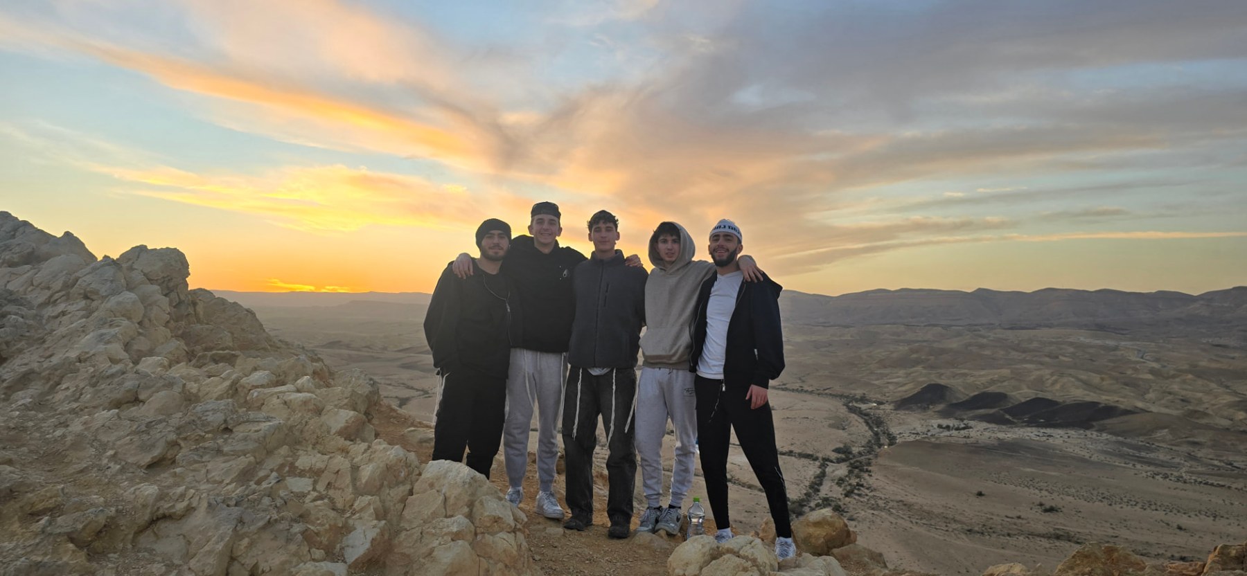 The group at a Negev overlook at sunset