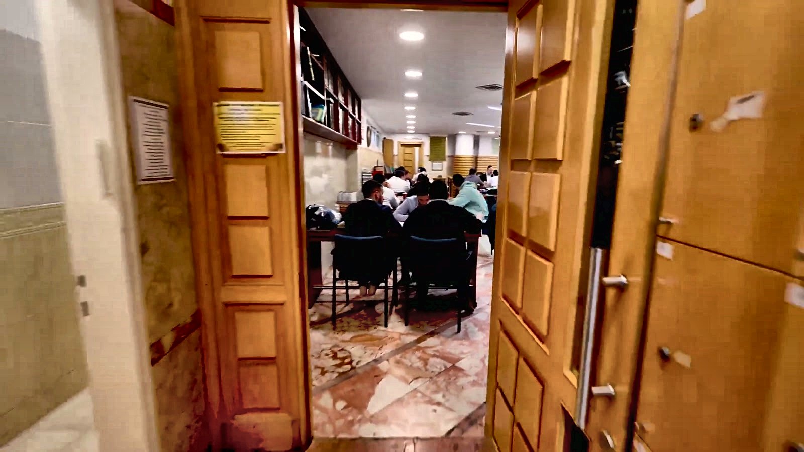 A view through the doorway into the Bet Medrash