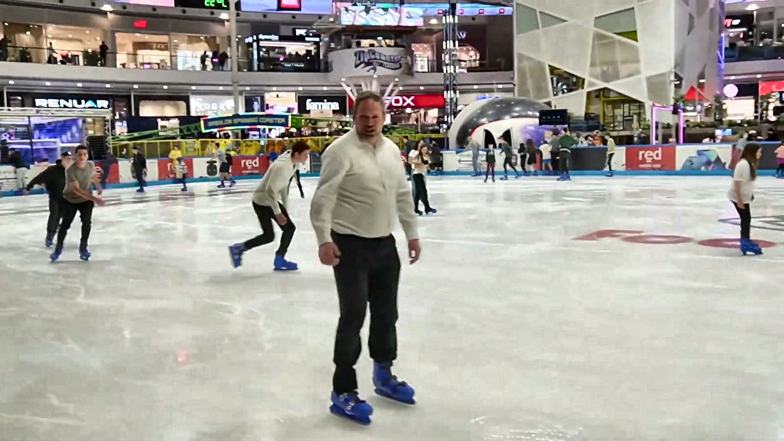 Talmidim ice skating on a winter outing