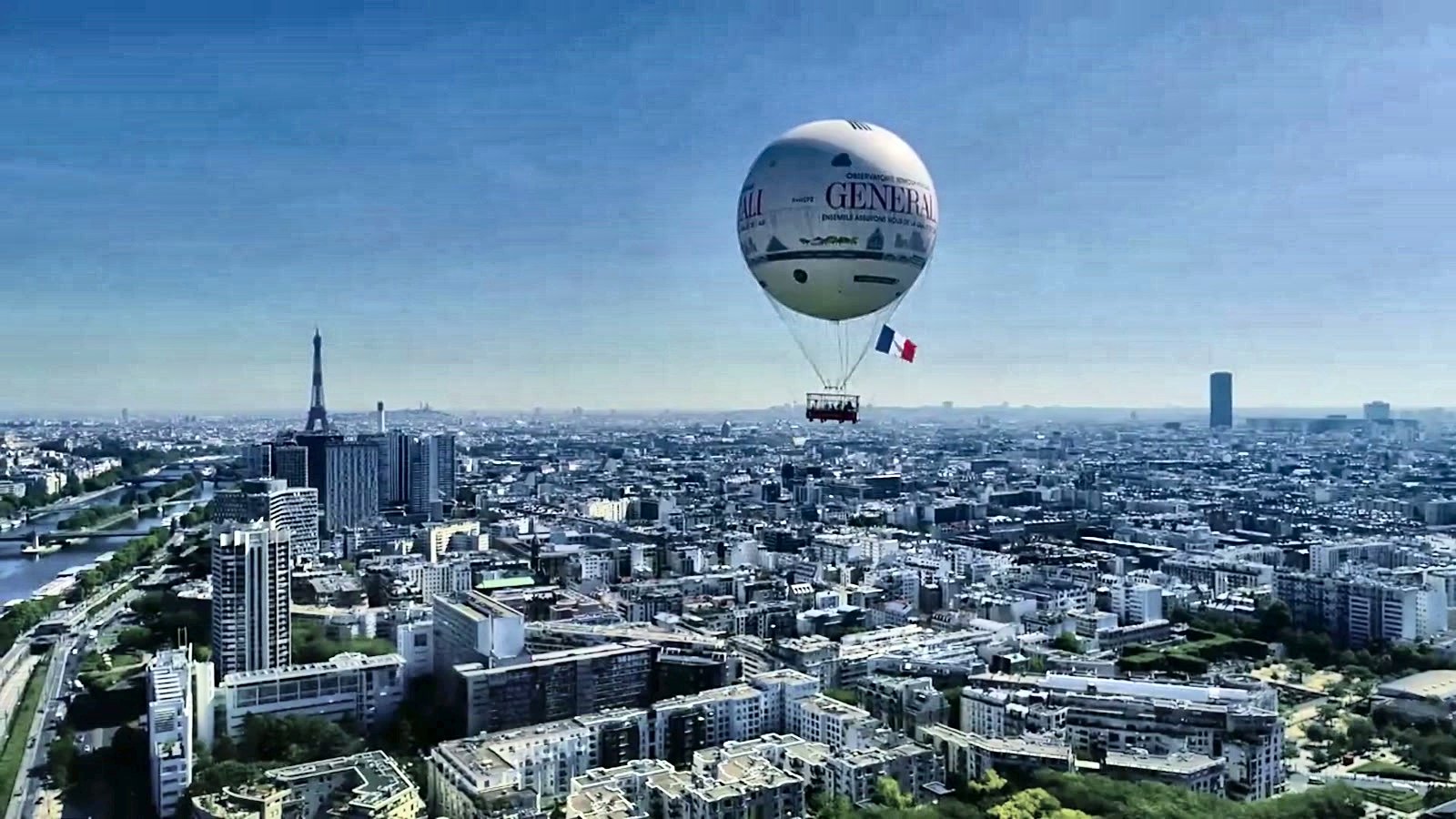 A balloon over the city skyline on the overseas trip